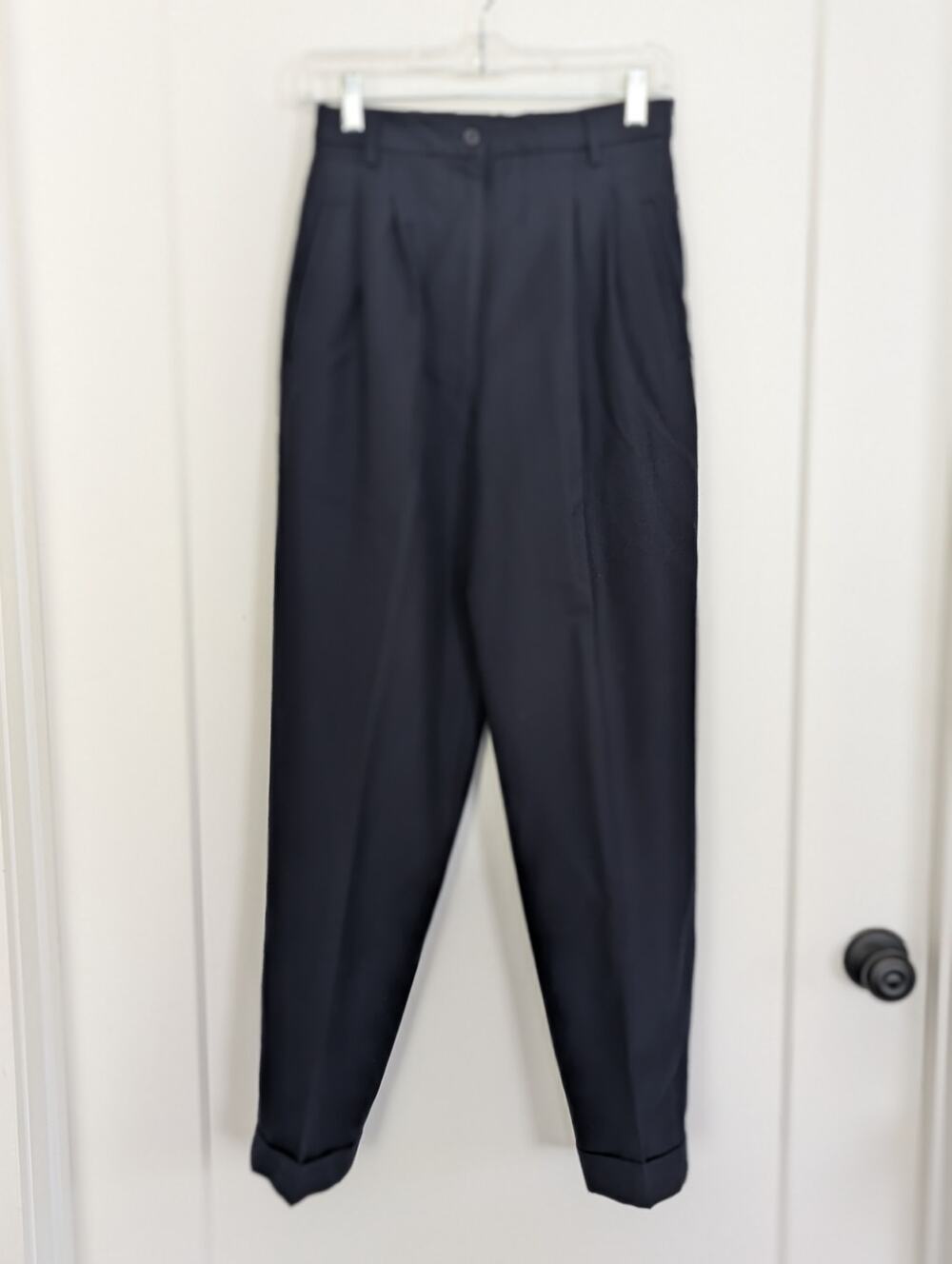 Vtg Casual Corner Sz6 Navy 100% Pure Wool Pleated Trousers Old Money Timeless